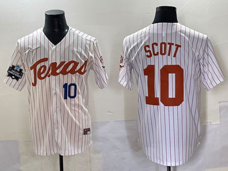 Men Texas Longhorns #10 Scott White stripe Nike joint Name NCAA 2025 Jersey style 3->ncaa teams->NCAA Jersey